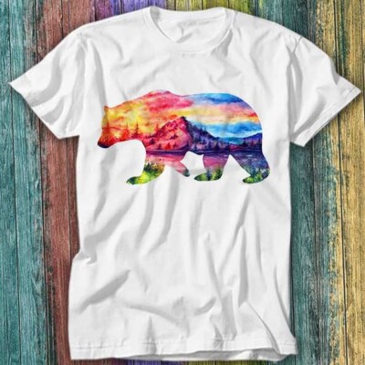 T-Shirt Forest Bear Mountain Bear Fernlust California Silhouette Top T-Shirt 570