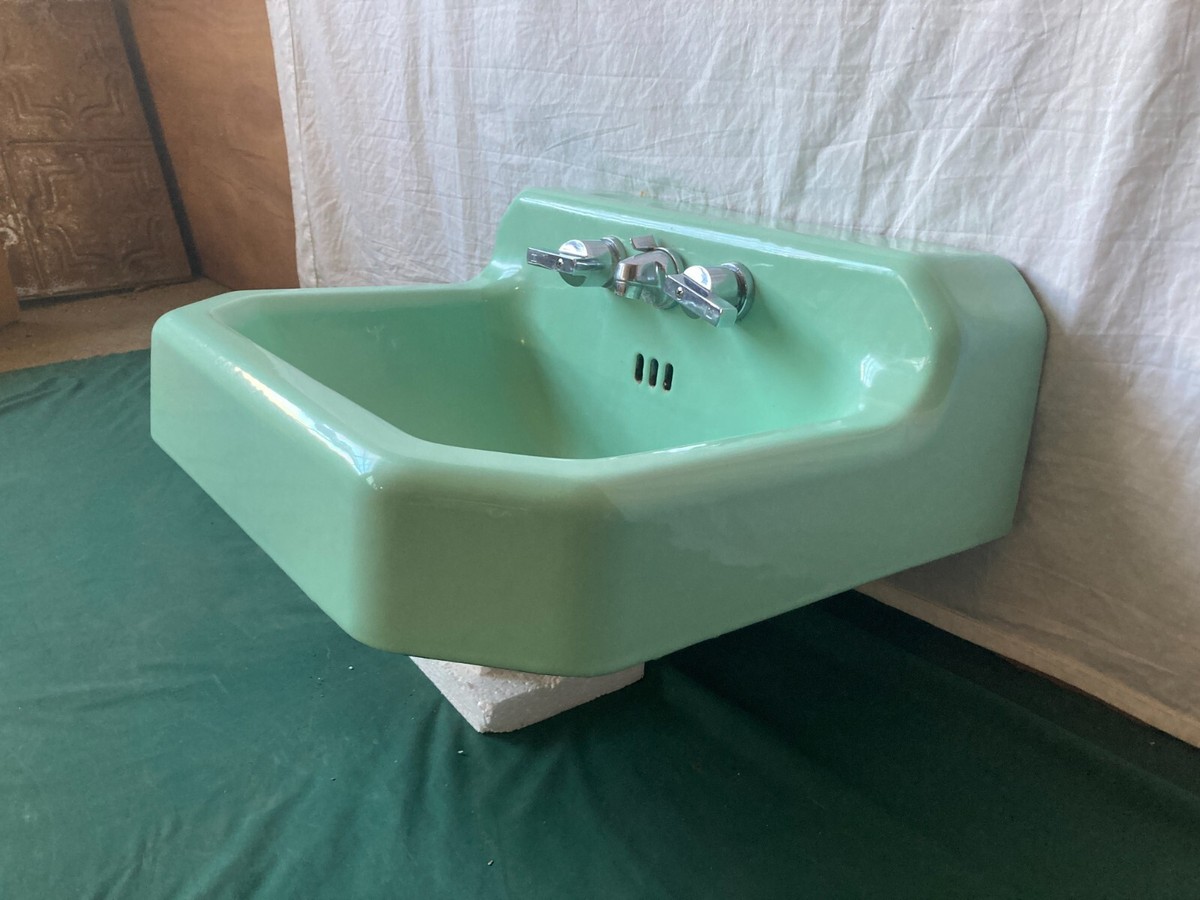 はく。ページ　Sinai Vtg Mid Century Jadeite Ming Green Porcelain Cast Iron Sink