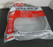 Clothes Dryer Power Cord 4 Prong Wire 30 Amp 5' Foot 10/4 Gauge Wire Heavy Duty