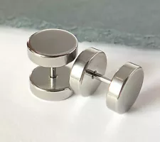 PAIR Faux Plugs Mirror Polished Surgical Steel 16g Fake Gauges 10mm 00g Look