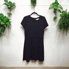 LOFT Womens Size 10 Black Dress Knit Stretch Short Sleeve Pullover NWT