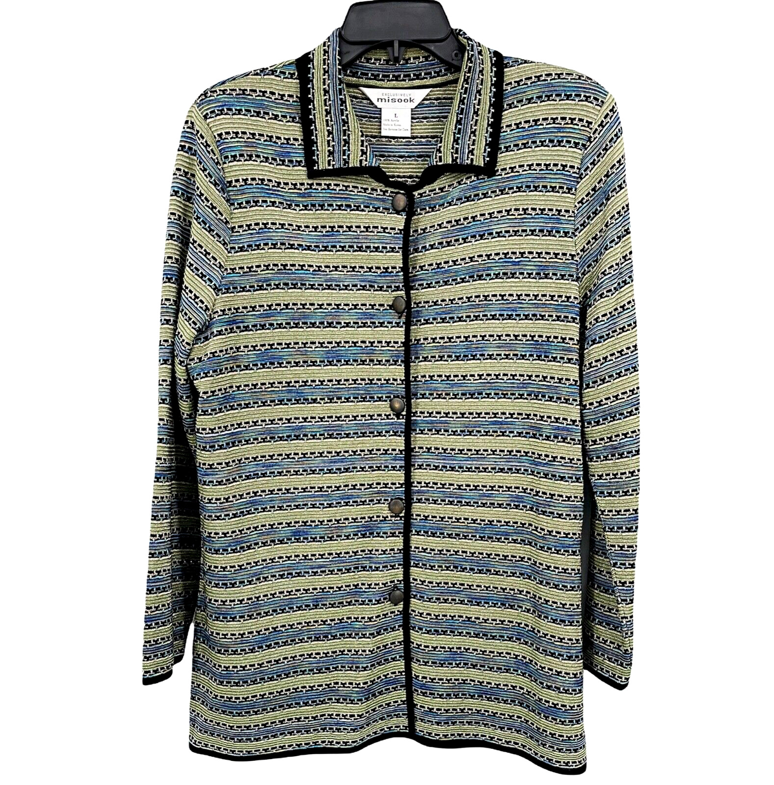 Exclusively Misook Womens L Metallic Collared Car… - image 2