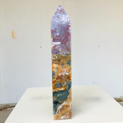 1261g Natural Ocean Jasper Quartz Crystal Obelisk Wand PointMineral HealingAH276 - Picture 20 of 20