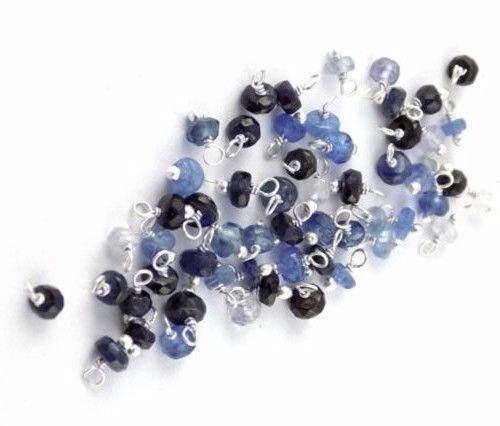 Blue Sapphire Rondelle 2.5-3.5mm  Natural Beads, Silver Wire Wrapped 100 Pcs - Picture 1 of 23