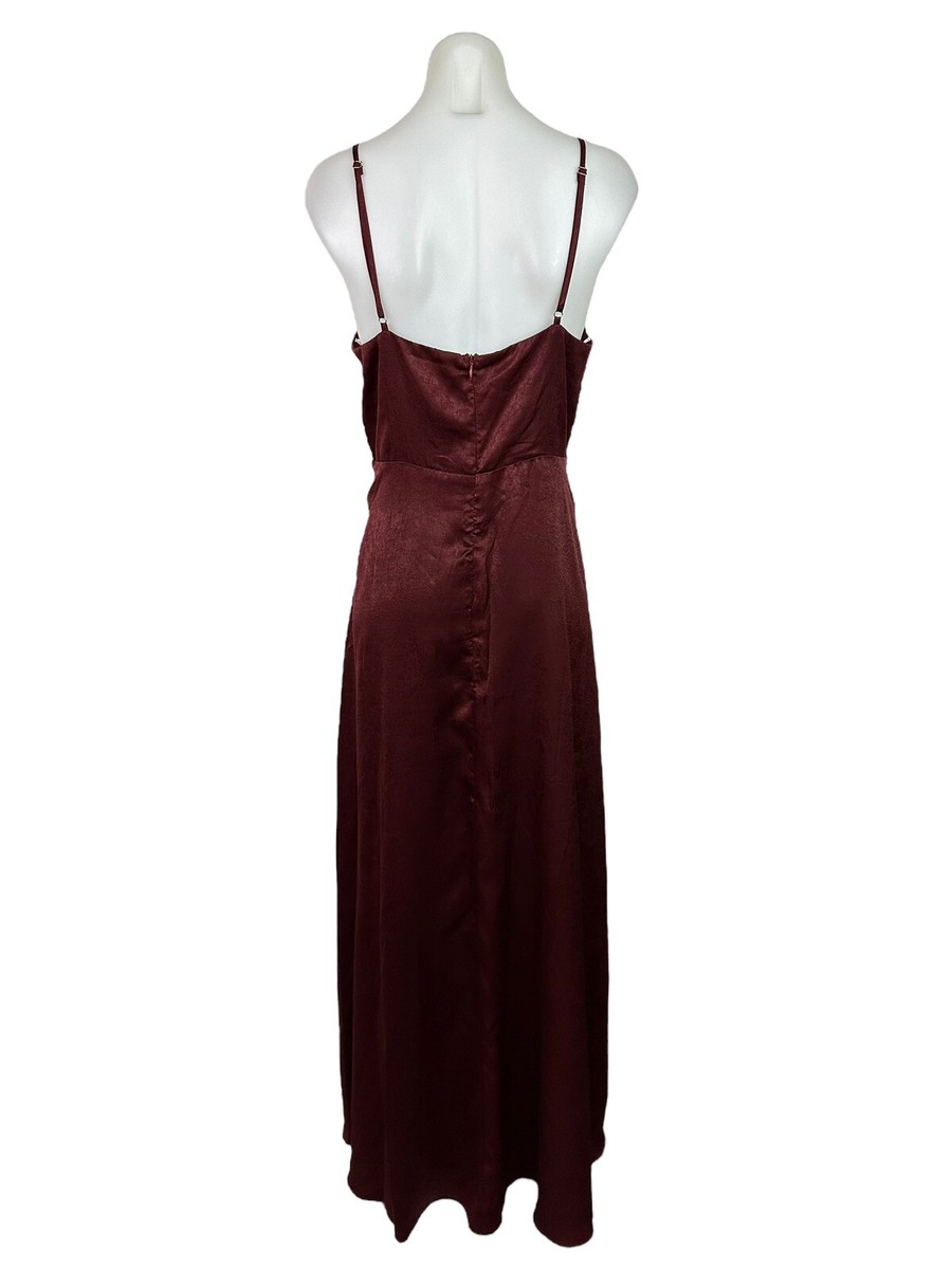 Lulus Ode To Love Burgundy Satin Maxi Dress Women's Size L | eBay