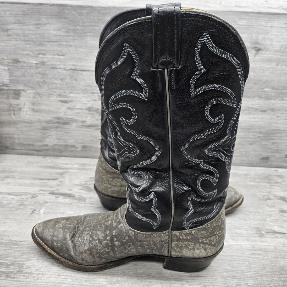 Vintage Nocona Boots Elephant Pattern Cowboy Grey Size 9 D  display picture 1