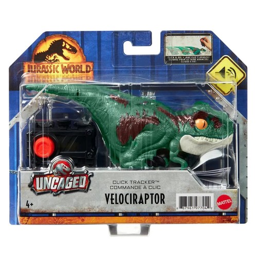 Jurassic World Dominion Uncaged Click Tracker Green Velociraptor Dinosaur MINT!
