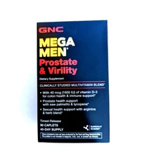 GNC Mega Men Prostate and Virility ,Sexual Health 90 Ct. Exp 08/27 Free shipping