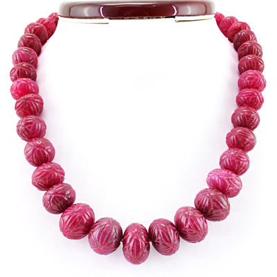 898.50 CTS EARTH MINED ROUND SHAPE CARVED SINGLE STRAND RED RUBY BEADS NECKLACE