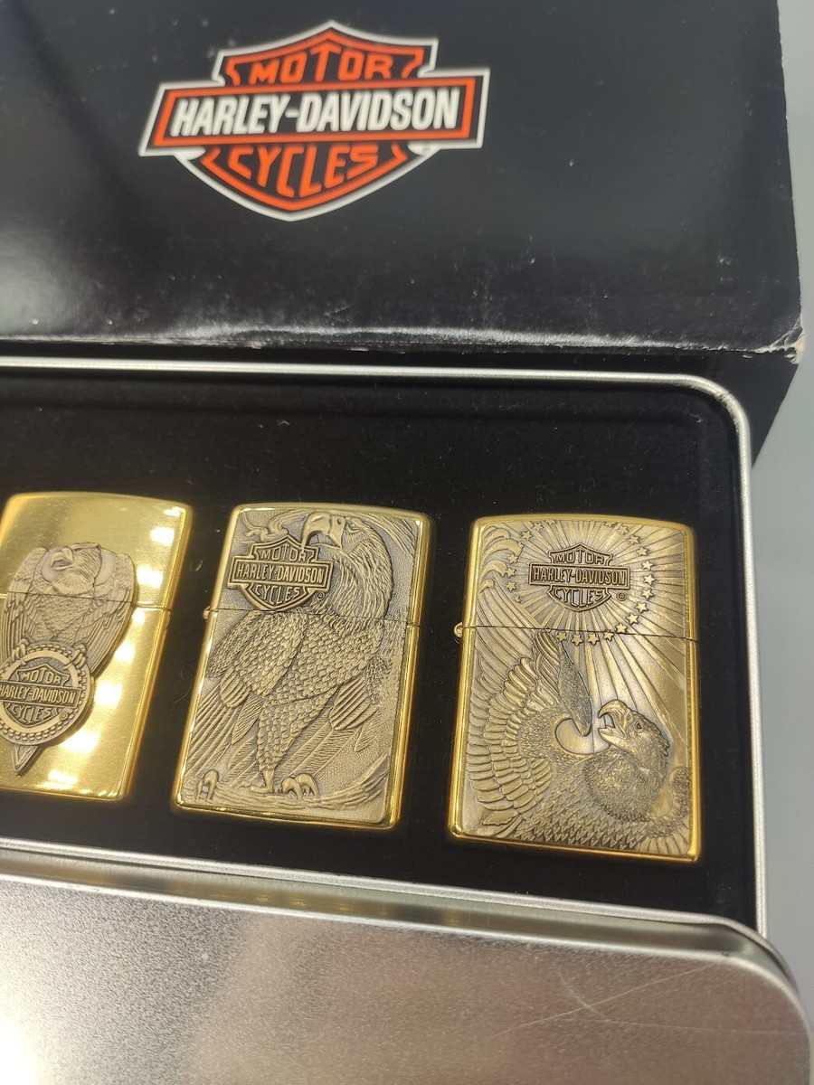 ZIPPO 真鍮製 ハワイ大学ハーレーダビットソンのセット売り ZIPPO 真鍮製 ハワイ大学ハーレーダビットソンのセット売り