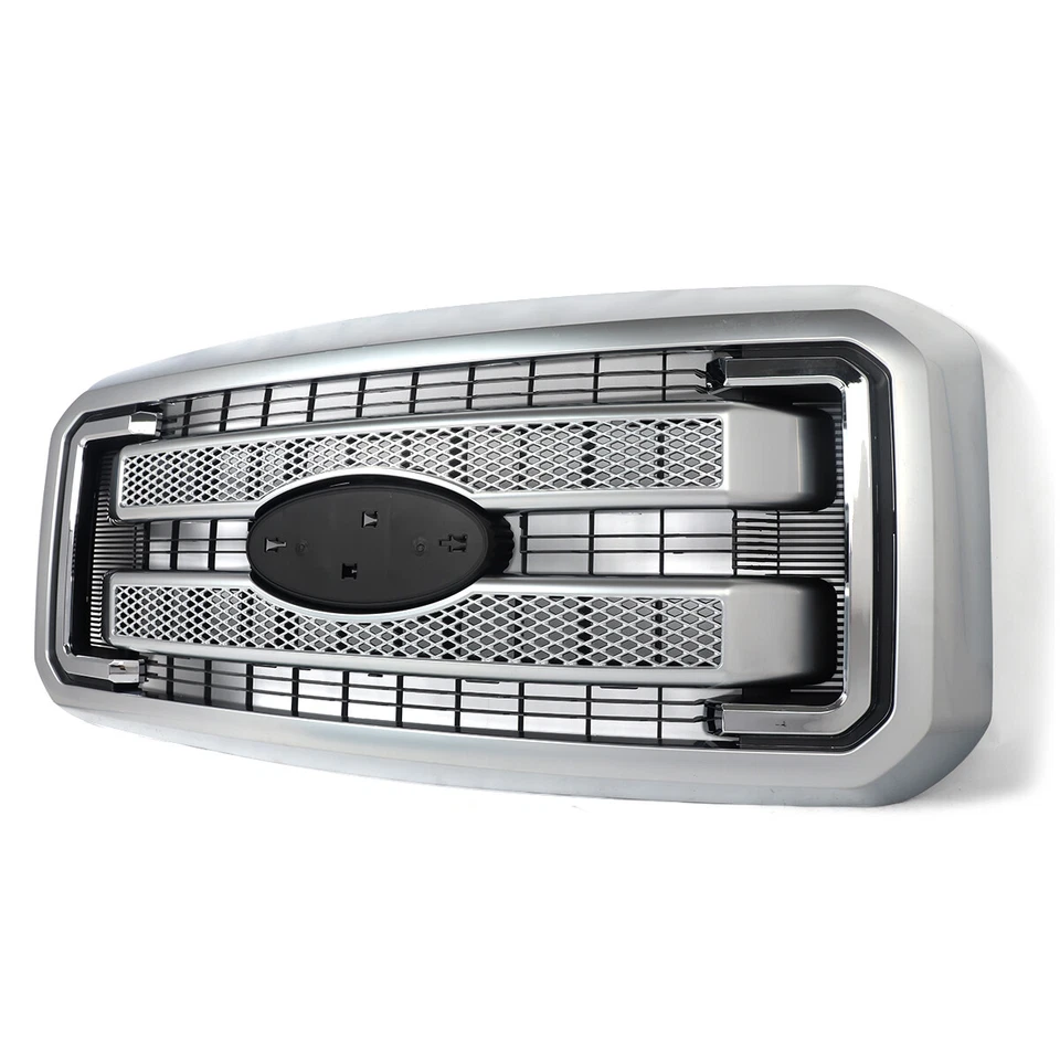 Satin Aluminum Platinum Grille Assembly For 2011-2016 Ford F250 F350 Super Duty Foto 3 de 4
