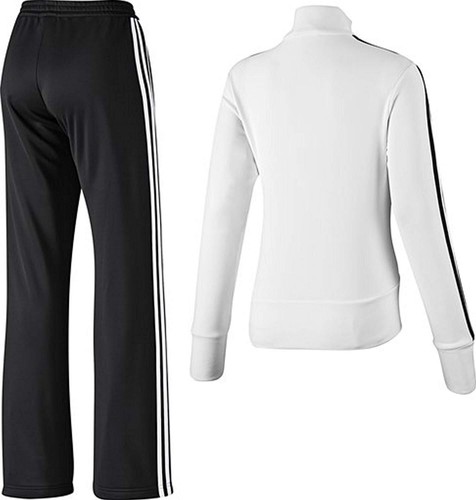 Adidas Women's Tracksuit 3 Stripes Jogging Suit Sports Suit White Black 38 - Picture 2 of 2