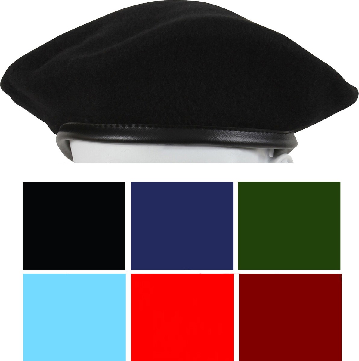 Classic Wool Military Beret with Eyelets Army Uniform Warm