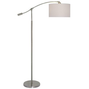 Arc Lamp Brushed Steel Adjustable Height White Fabric Shade 100