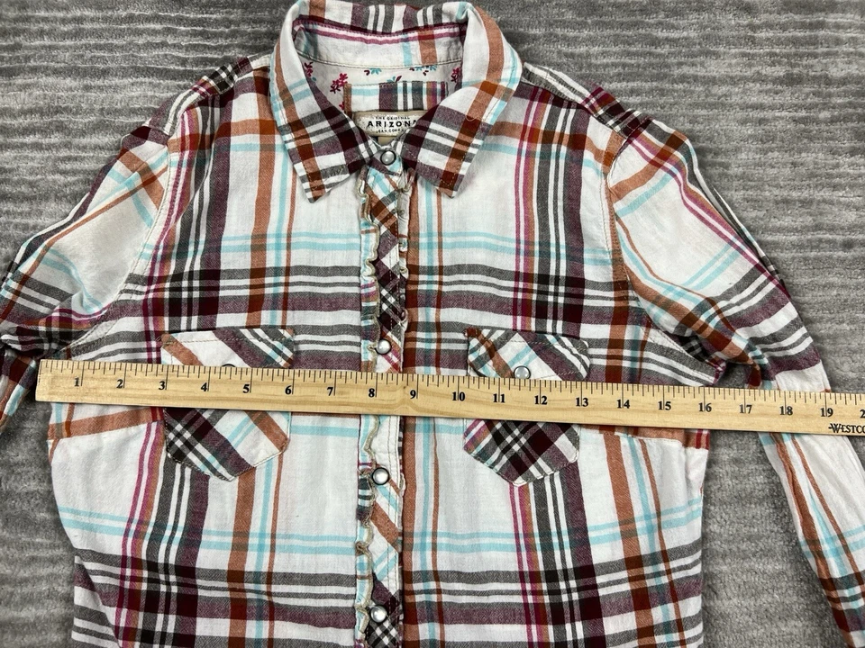Top Arizona para mujer mediano multicolor a cuadros manga larga frente a presión algodón Foto 4 de 4