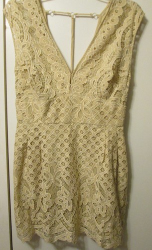 $128 Free People One Million Lovers Sexy Lace Mini Dress Ivory Beige Sz 10 M NWT - Picture 6 of 11
