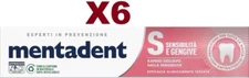 6PCS MENTADENT S SENSITIVITY AND GUM SENSITIVITY RELIEF 75ML
