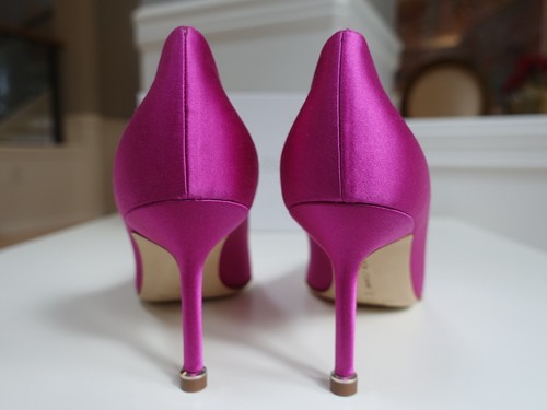 NUEVO EN CAJA $1195 Manolo Blahnik Hangisi 70 Hebilla de Cristal Satinado Rosa Púrpura Talla EU 38 - Imagen 8 de 16