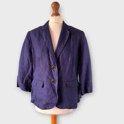 Marks & Spencer Per Una Blazer Jacket 18 Violet  Purple Linen Tailored Work  VGC