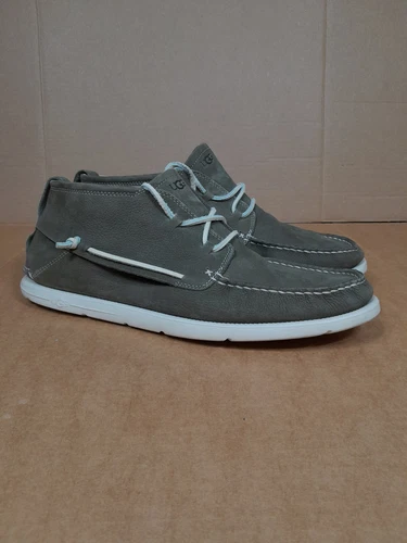Stivali chukka UGG Treadlite uomo casual pelle spiaggia mocassino taglia 12 verde panna