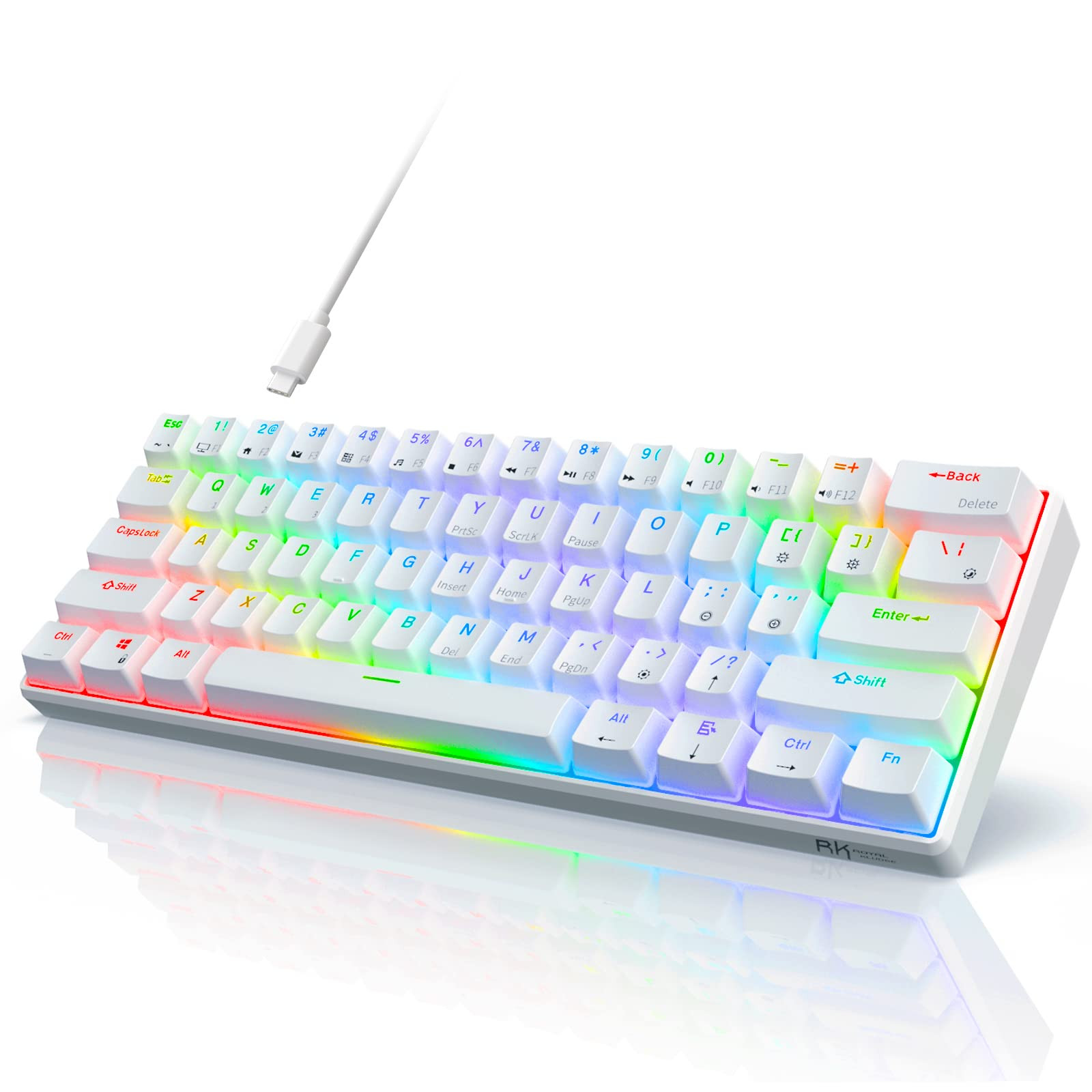 RK61 Wired 60% Mechanical Gaming Keyboard Programmable QMK/VIA RGB Backlit 61...