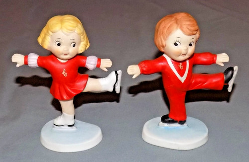 Vintage Campbell Kids "Souper Skater" Boy & Girl Porcelain Figurines 1984 Roman