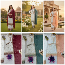 Salwar Kameez Pakistani Indischer Hochzeitsfeierkleid Bollywood Anzug Sharara