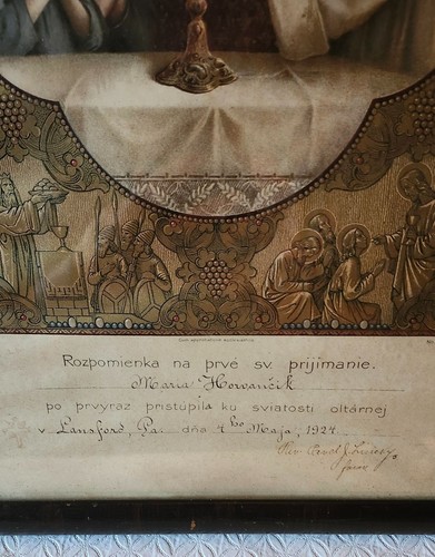 Antiguo artefacto religioso católico eslovaco de la 1ª Comunión de 1924 - Imagen 5 de 7