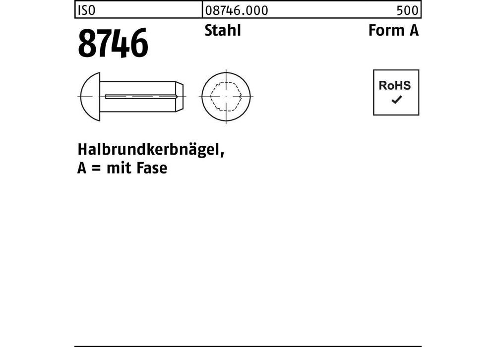 Рейхер Хальбрундкербнагель ISO 8746, высота 2 x 3, Сталь ISO 8746