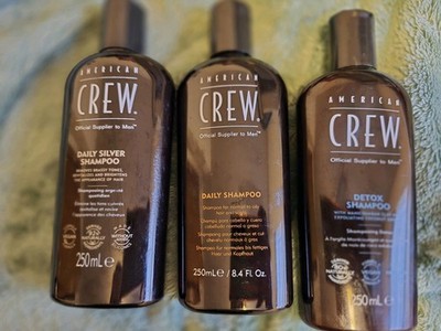 AMERICAN CREW MENS SHAMPOO BUNDLE OF THREE SILVER SHAMPOO, DAILY SHAMPOO, DETOX