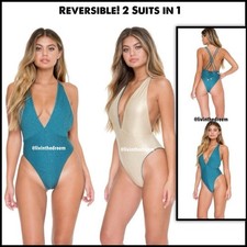 Luli Fama Reversible Havana Nights Deep V Crossed Back One Piece SZ L 184