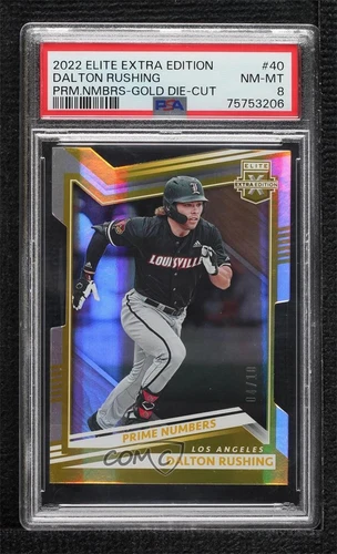 2022 Elite Extra Edition Prime Numbers Gold Die-Cut 4/10 Dalton Rushing PSA 8
