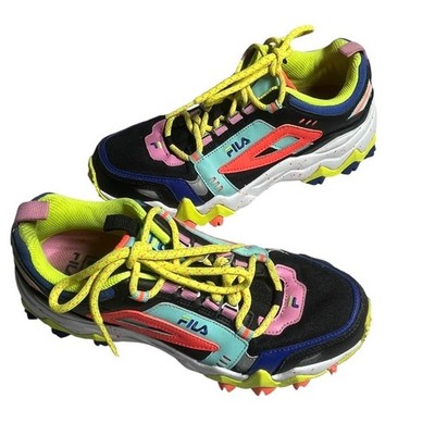 Fila Ray Tracer TR 2 Mens 8 Womens 9.5 Black Yellow Coral Sneakers 5JM01566-965