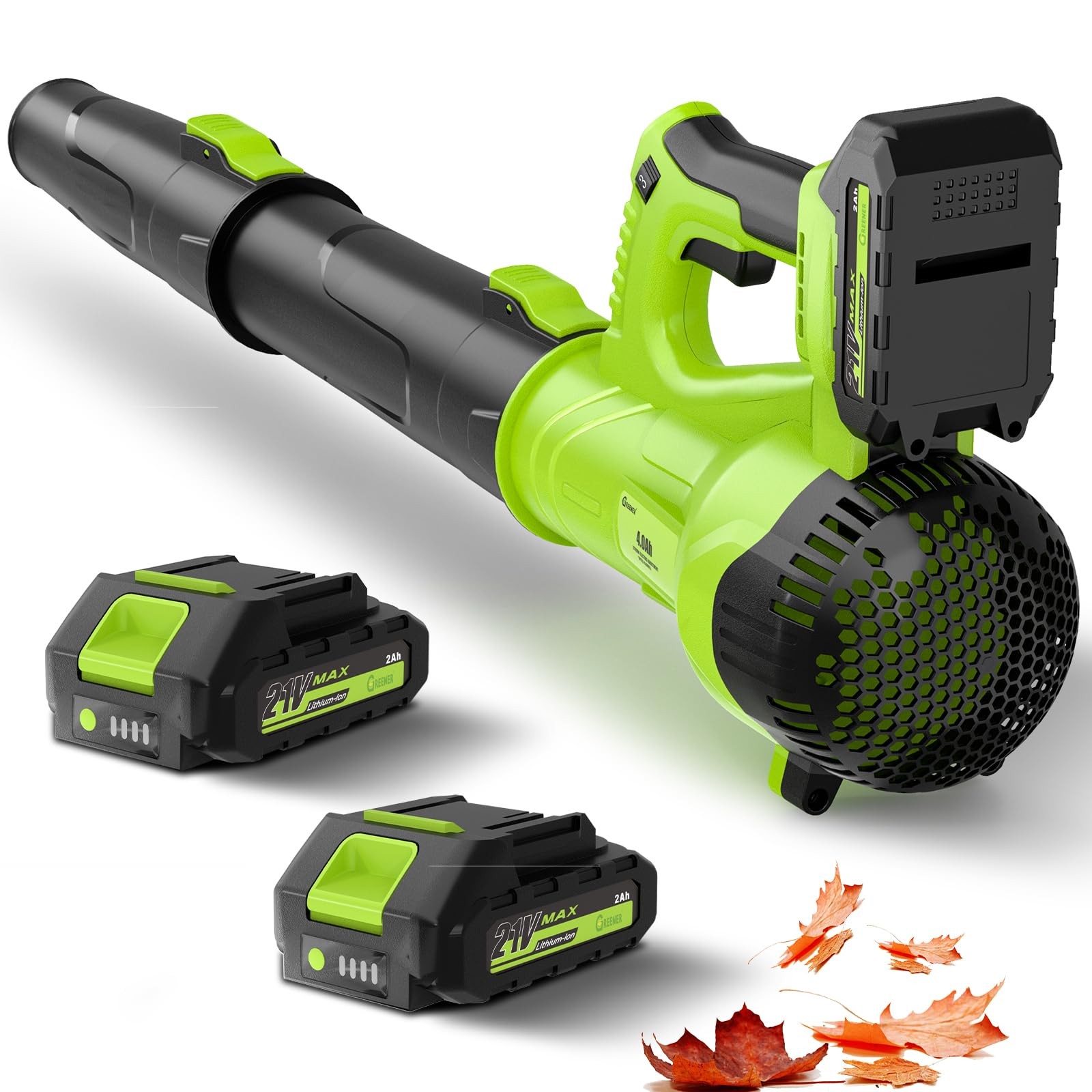 БЕСПРОВОДНАЯ ВОЗДУХОДУВКА ДЛЯ ЛИСТЬЕВ GREENER 21V - ЗЕЛЕНЫЙ 12490₽