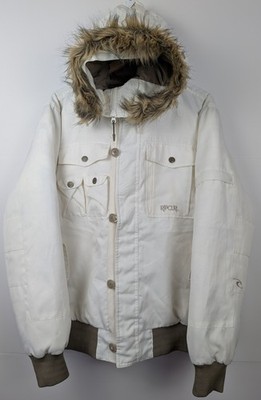 Rip Curl Jacke Herren Large weiß Kunstfell Kapuze ''The Search'' Utility wattiert