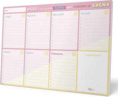 Wochenplaner Tischkalender Block - Kalender Planer Carouge Blue & Pink - Tischpl