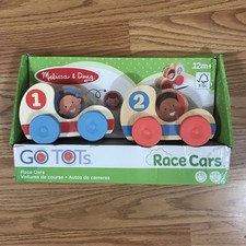 Melissa and Doug GO Tots Wooden Race Cars 2 Cars, 2 Disks Stacking Toys Set 1Y