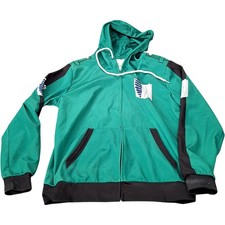 Attack On Titan Zip Hoodie Green Scouting Legion Design Cosplay Size L