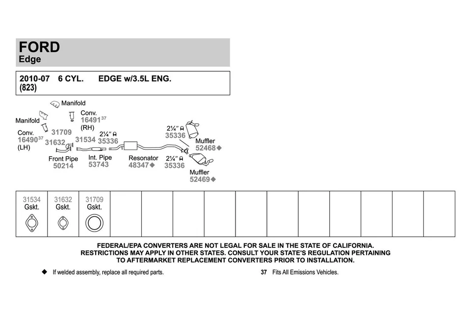 For Ford Edge 2007-2010 Walker 48347 Aluminized Steel Oval Resonator Assembly Foto 3 de 3