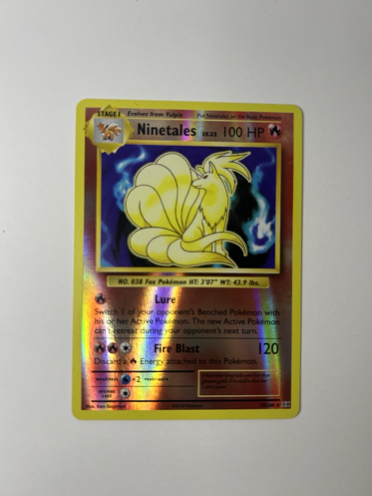 Ninetales 15/108 Reverse Holo Rare NM - XY Evolutions - Pokemon TCG