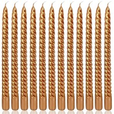 10 Inch Bronze Spiral Taper Candles Set for Holiday Decor, 12 Pack Unscented ...