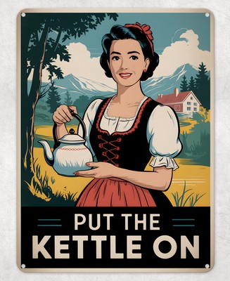 Put the Kettle On Tea Brew Metal Poster Wall Tin Sign Man Cave Shed Home Plaque