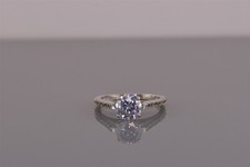 Sterling Silver Cubic Zirconia Solitaire Accented Band Band Ring 925 Sz: 6