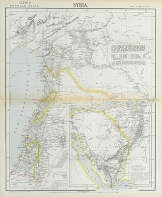 LEVANT. Syria Palestine Lebanon. Lighthouses. Inset Sinai Negev. LETTS 1883 map