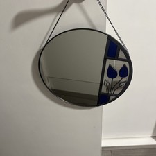 Rennie Mackintosh Style Leaded Glass Mirror - Handmade - New- 29cm Diameter