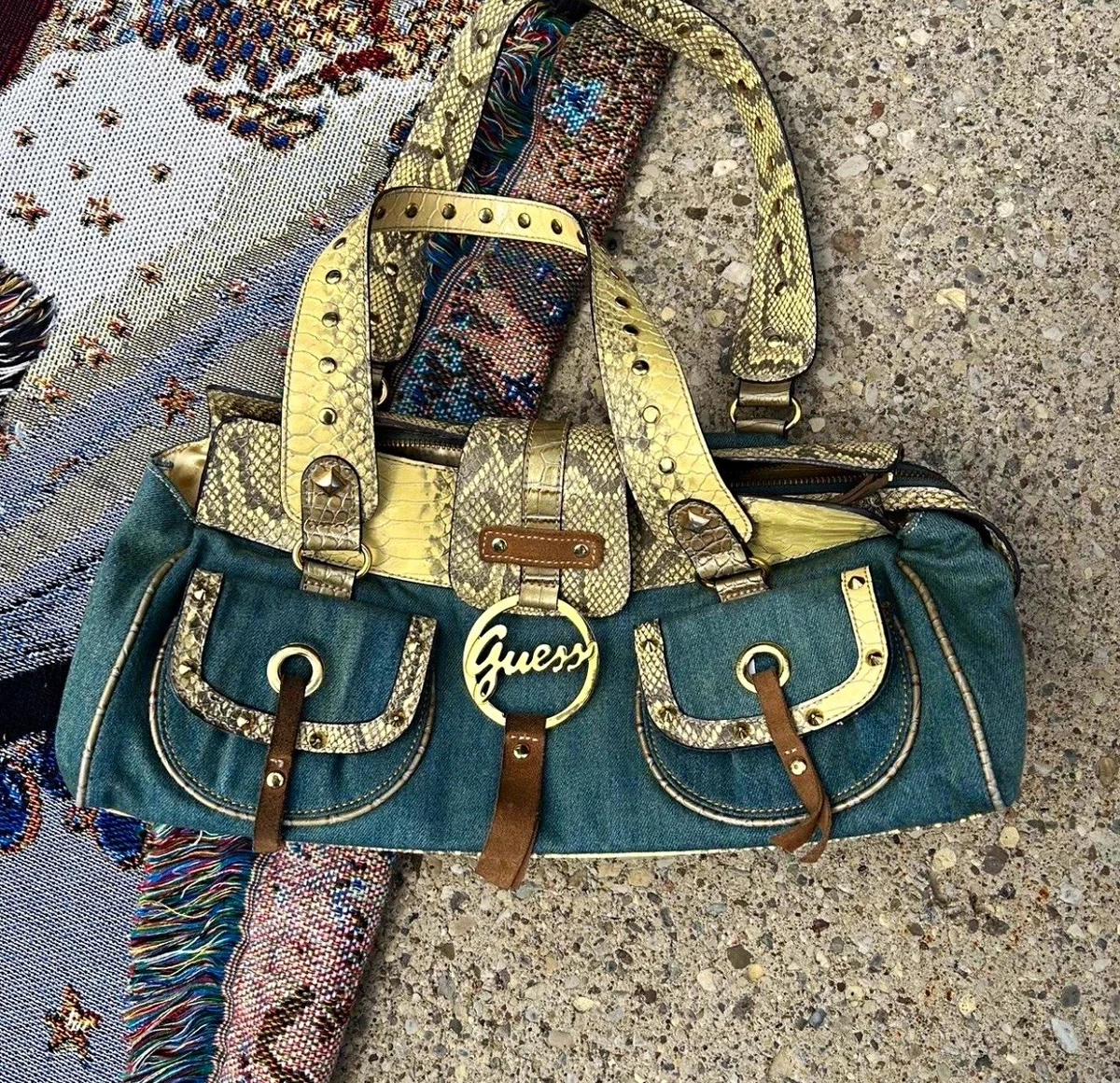 GUESS Denim Exterior Shoulder Bag Bags & Handbags for Women for