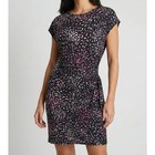 Nicole Miller Original M Sleeveless Black Purple Confetti Dress Poly Spandex