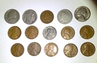 Indian Cent, Buffalo, Jeffersons, V Nickel, Wheat Cents. Lot of 15 Coins.
