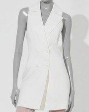 Alice + Olivia Women's White Meritt Linen-Blend Mini Dress Size 4