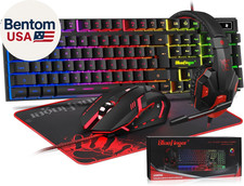 RGB Gaming Keyboard and Backlit Mouse and Headset Combo, USB Wired Backlit Keybo